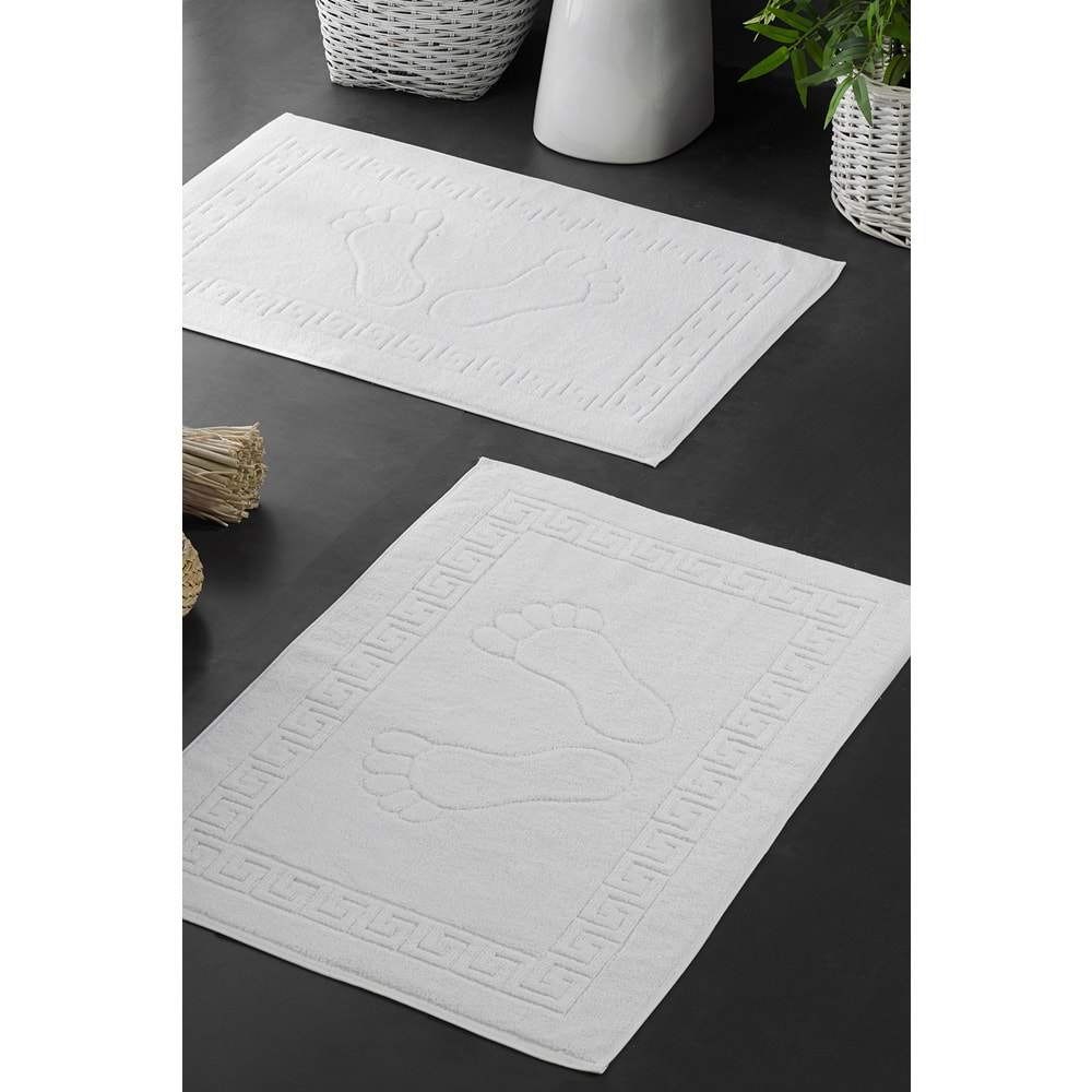 %100 Pamuklu Ayak Havlusu 2 Parça 50x70 Cm Beyaz