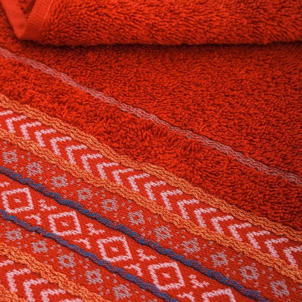 Ansaaj Jakarlı 4 Parça Bornoz Seti KİREMİT L-XL BEDEN