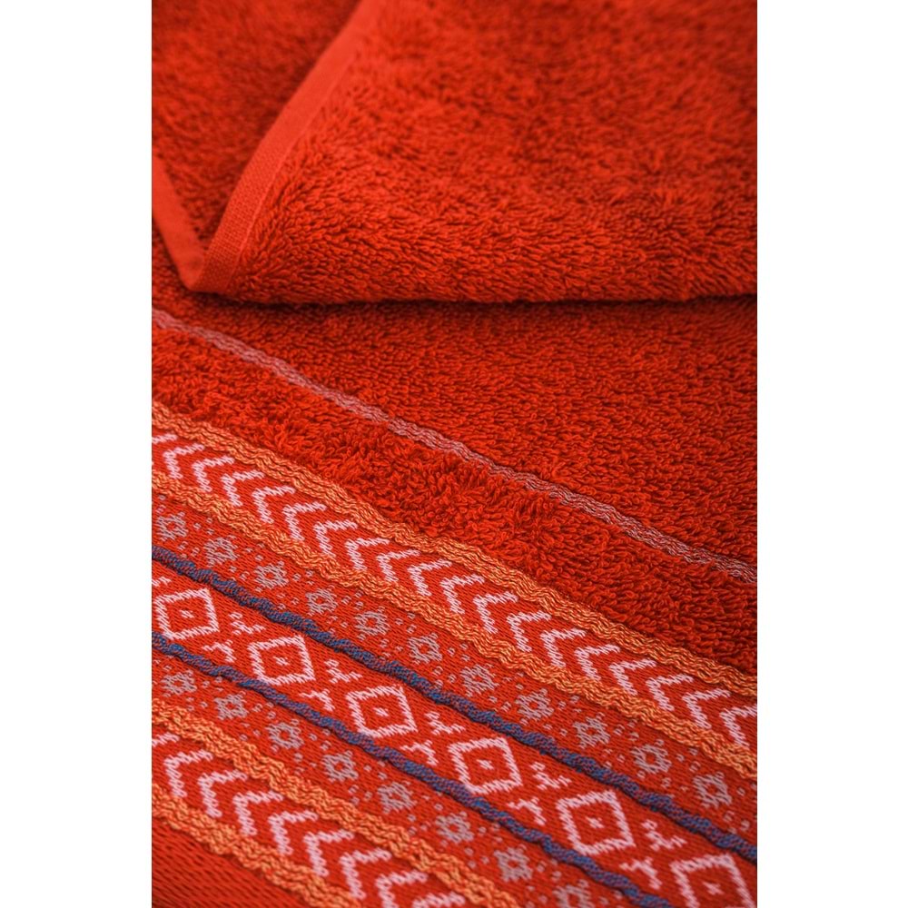 Ansaaj Jakarlı 4 Parça Bornoz Seti KİREMİT L-XL BEDEN
