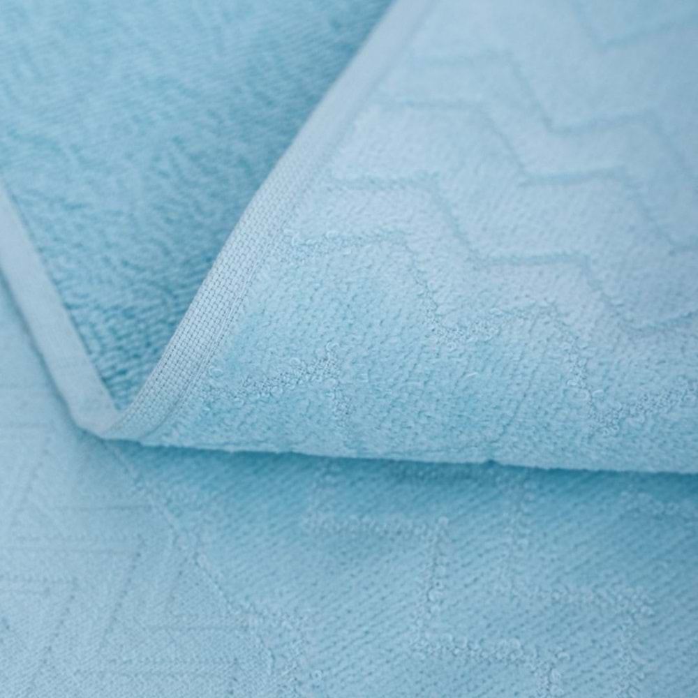 Ansaaj Kadife Jakarlı 4 Parça Bornoz Takımı AÇIK MAVİ L-XL Beden