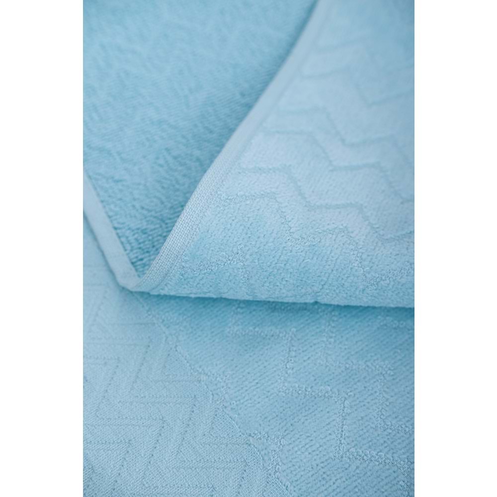 Ansaaj Kadife Jakarlı 4 Parça Bornoz Takımı AÇIK MAVİ L-XL Beden