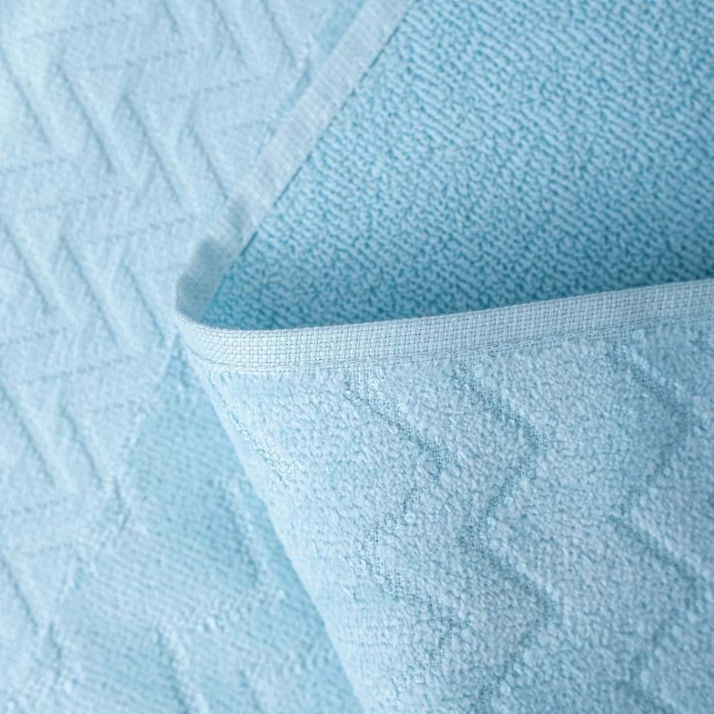 Ansaaj Kadife Jakarlı 4 Parça Bornoz Takımı AÇIK MAVİ L-XL Beden