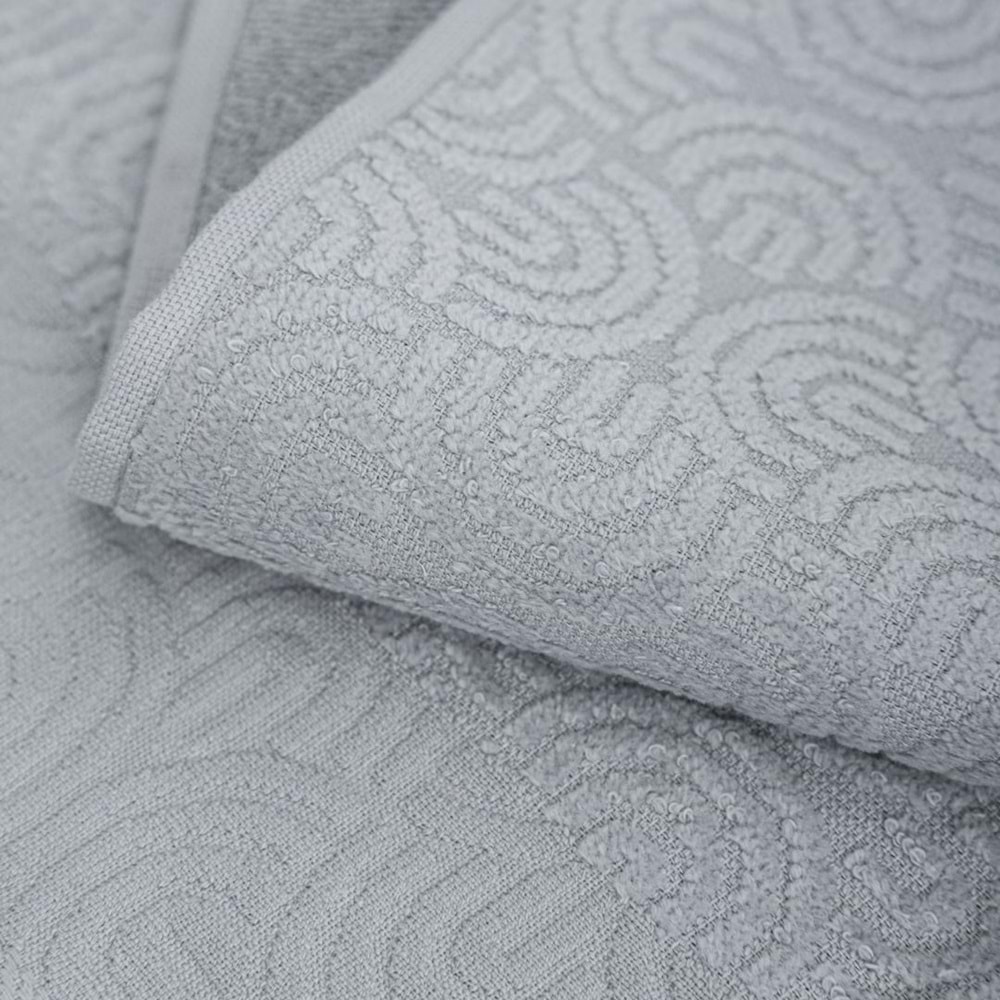 VevienHome Kadife Jakarlı 4 Parça Bornoz Takımı AÇIK GRİ L Beden