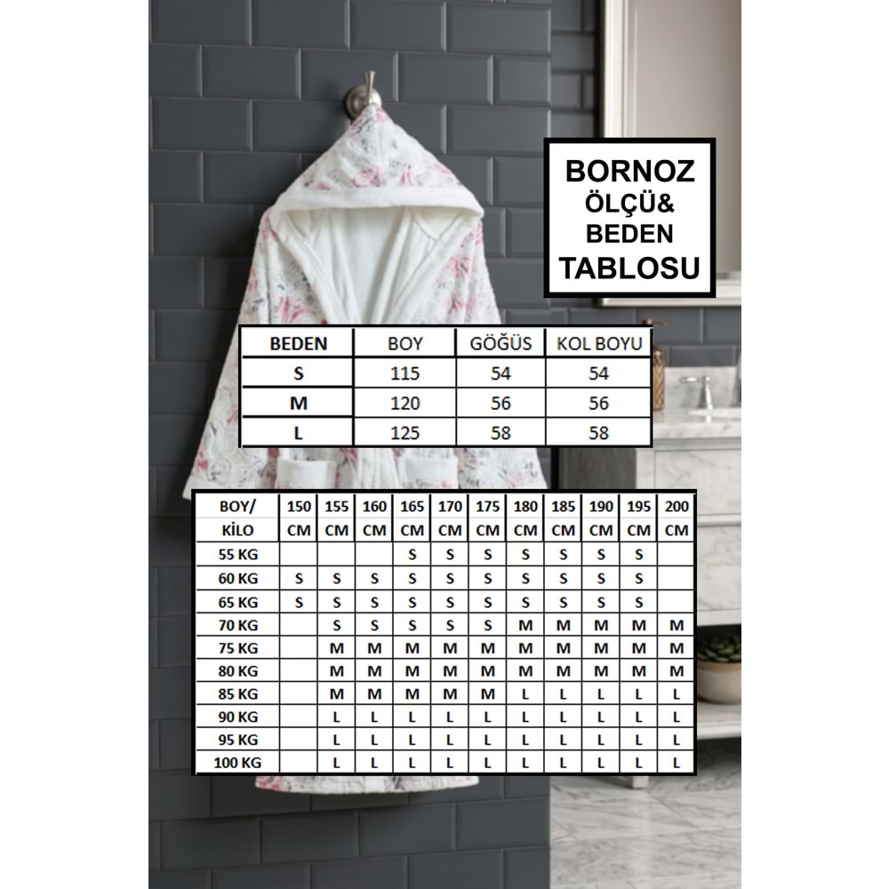 Elara Dijital Baskılı Kabartmalı Kapüşonlu Bornoz
