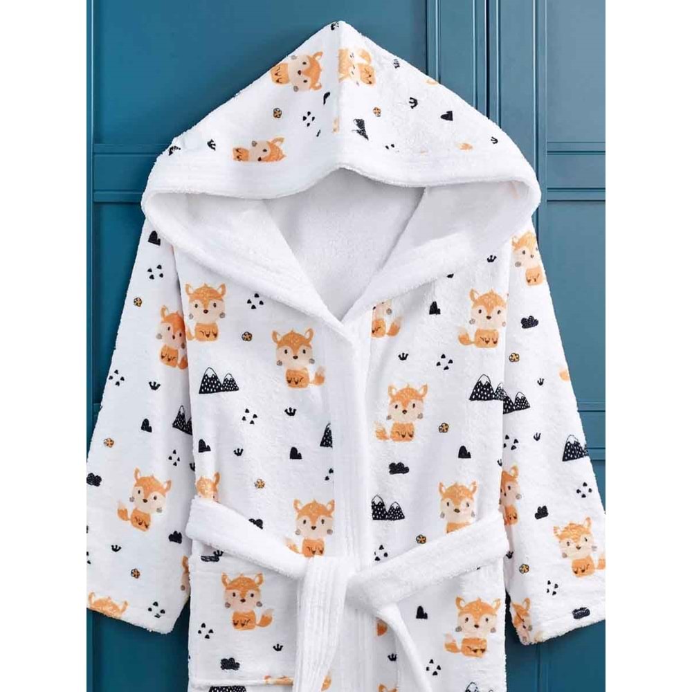 Forest Fox Dijital Baskılı Çocuk Bornozu
