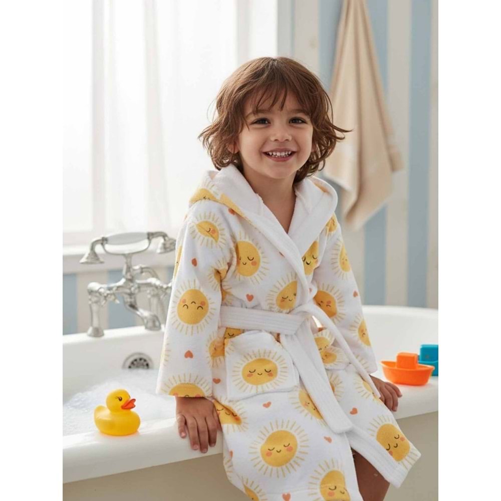 Güneş Dijital Baskılı Çocuk Bornozu