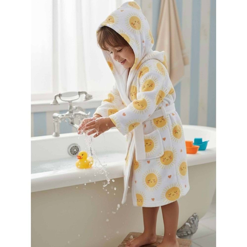 Güneş Dijital Baskılı Çocuk Bornozu