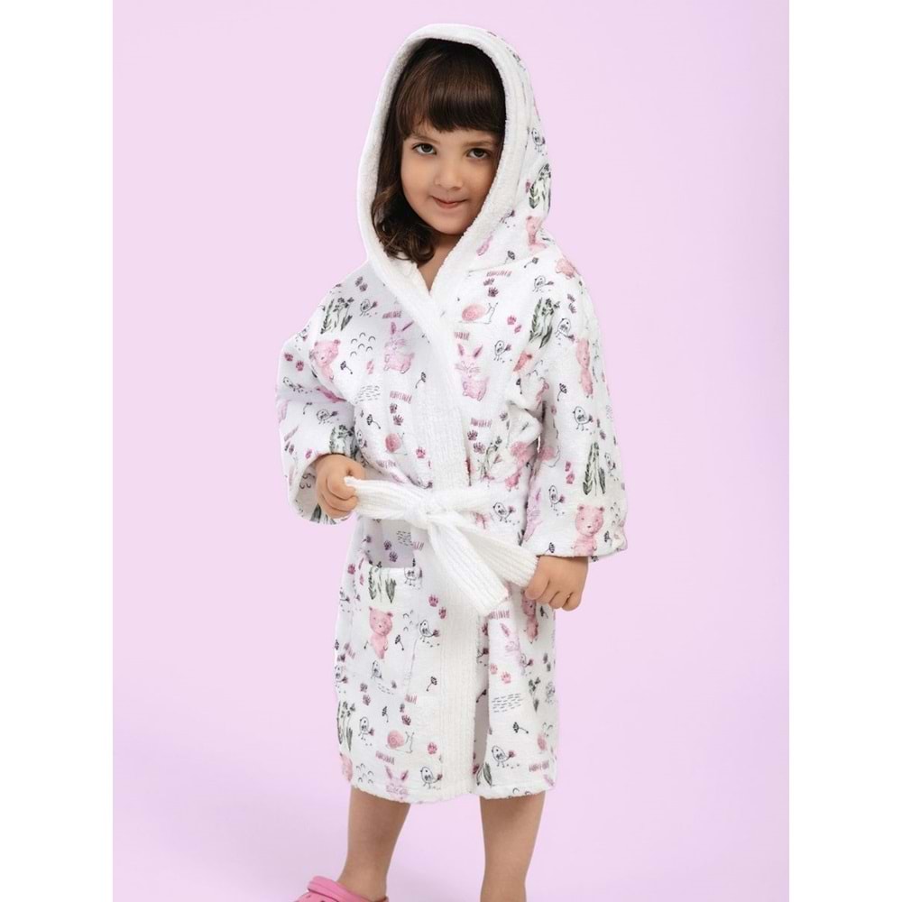 Happy Animals Dijital Baskılı Çocuk Bornozu