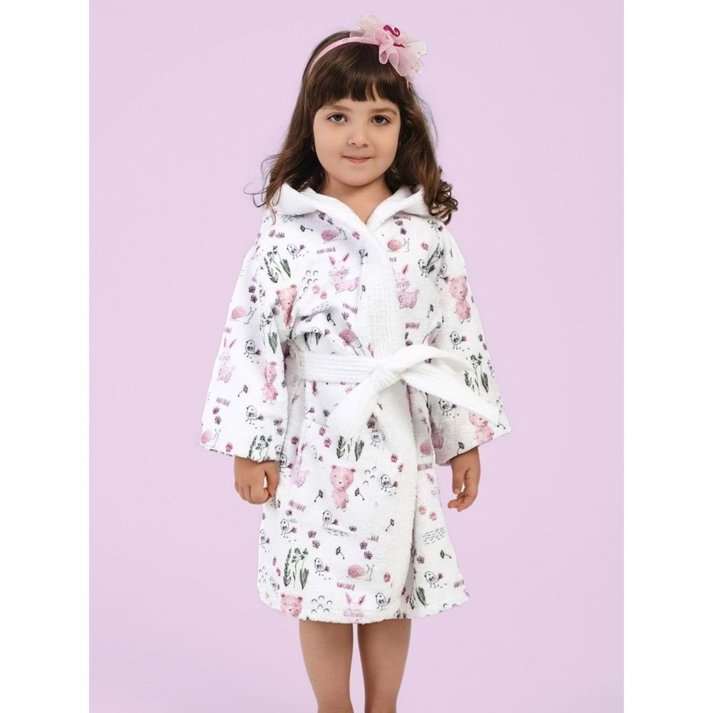 Happy Animals Dijital Baskılı Çocuk Bornozu