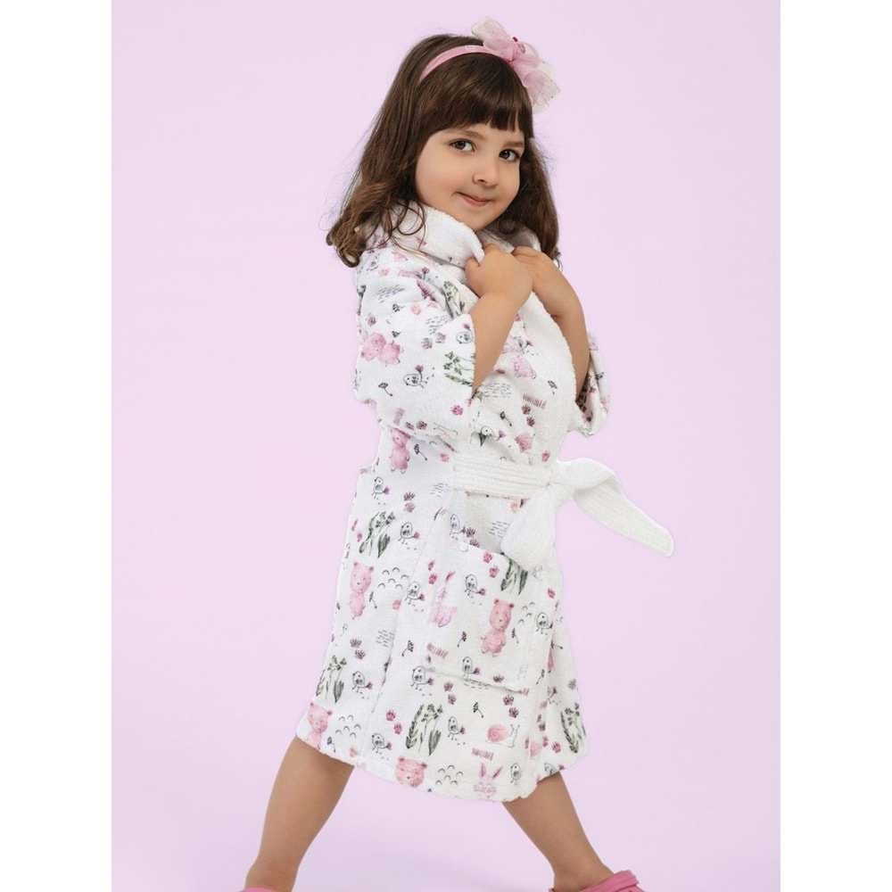 Happy Animals Dijital Baskılı Çocuk Bornozu