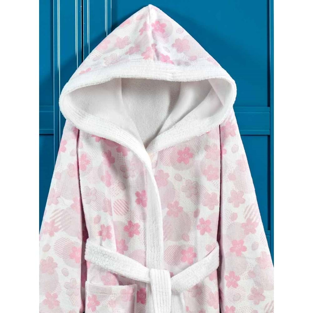 Pink Flower Dijital Baskılı Çocuk Bornozu