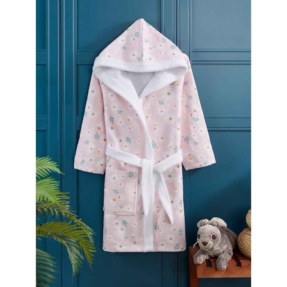 Daisy Desen Dijital Baskılı Genç Çocuk Bornozu