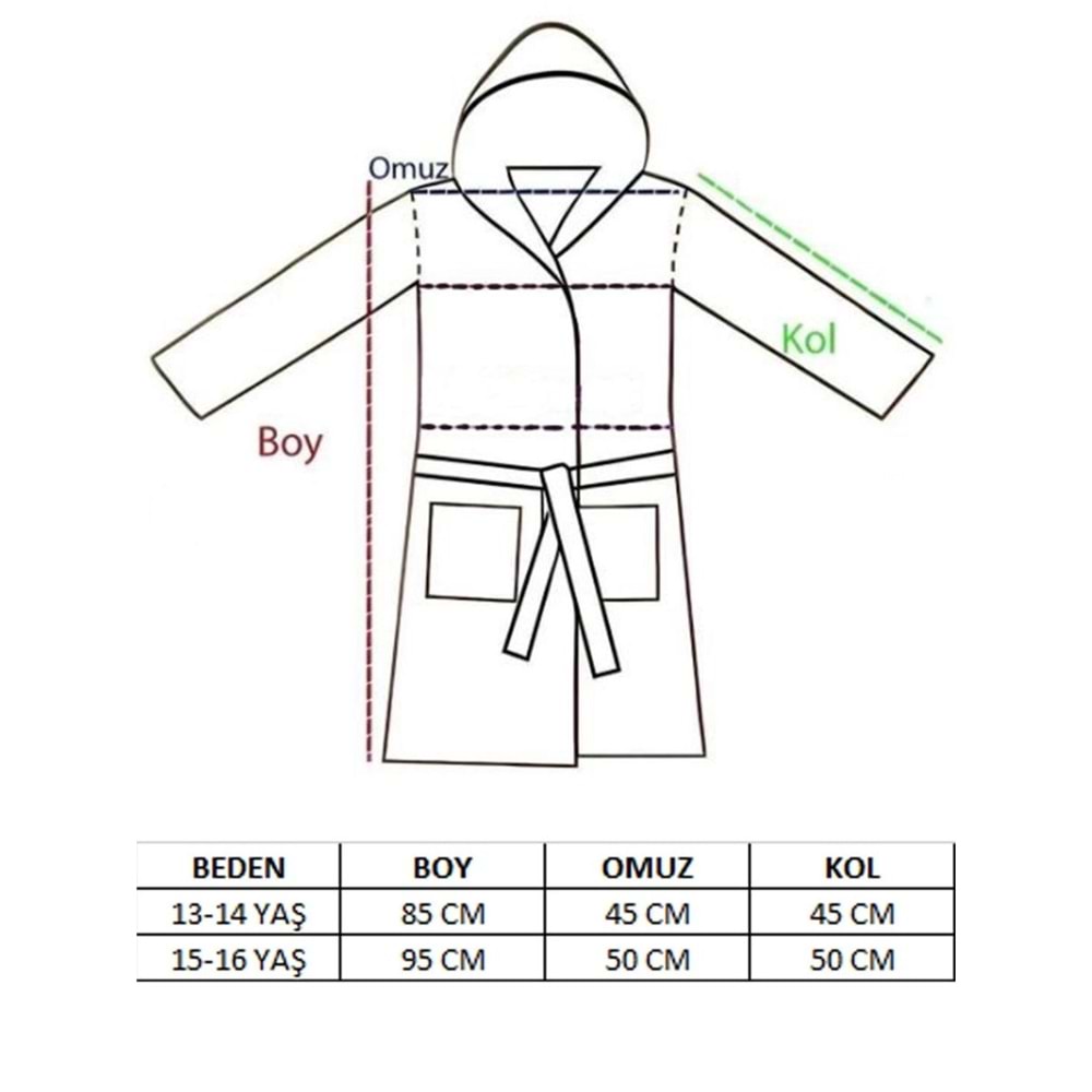 Kelebek Desen Dijital Baskılı Genç Çocuk Bornozu