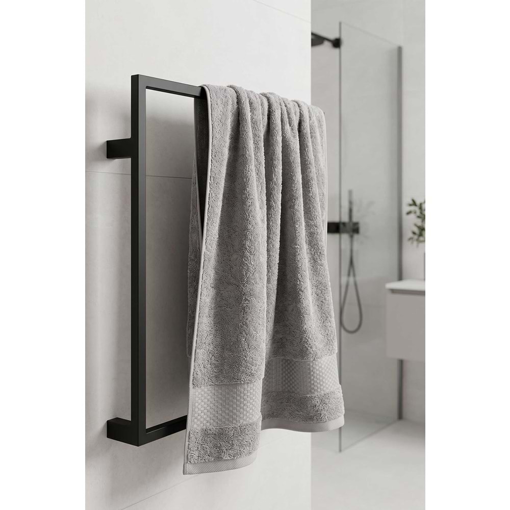 Lusso | %100 Pamuk Jakarlı Lüks 2'li Havlu Seti | Havlu Takımı | Banyo Takımı GRİ