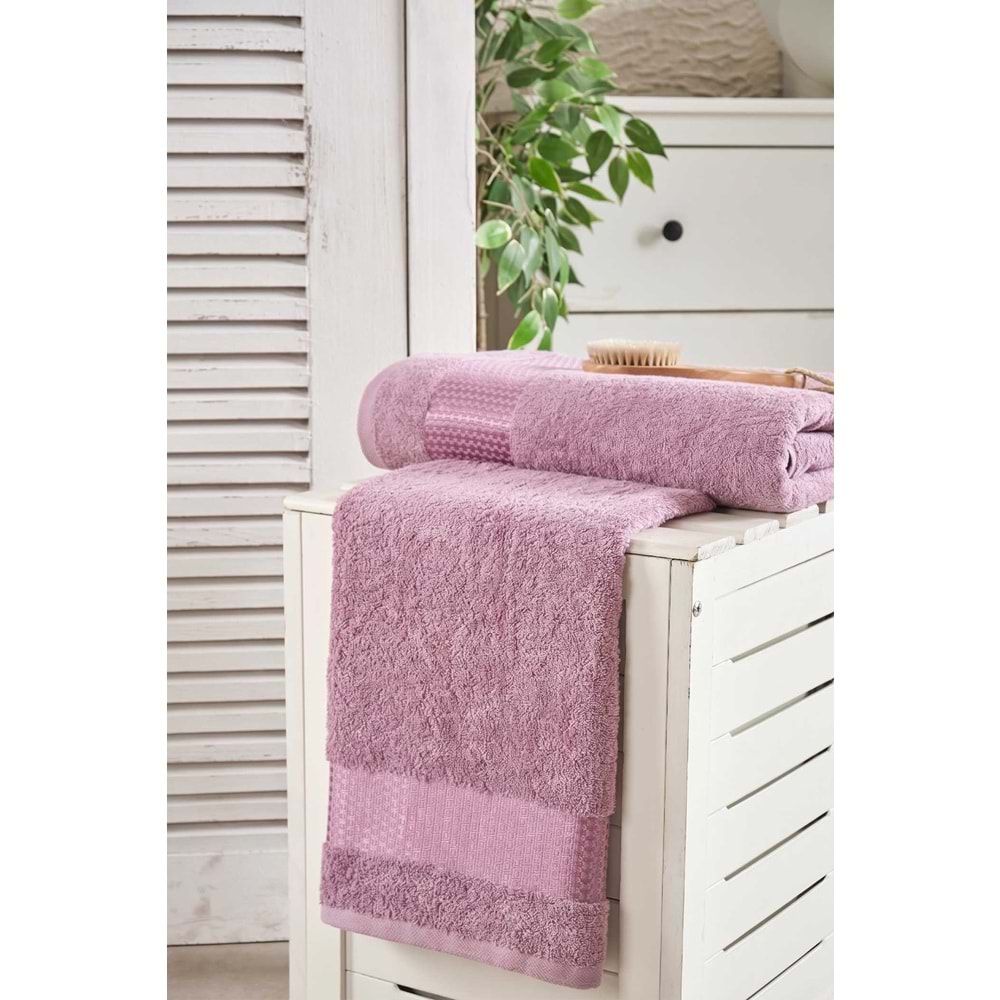 Lusso | %100 Pamuk Jakarlı Lüks 2'li Havlu Seti | Havlu Takımı | Banyo Takımı MÜRDÜM