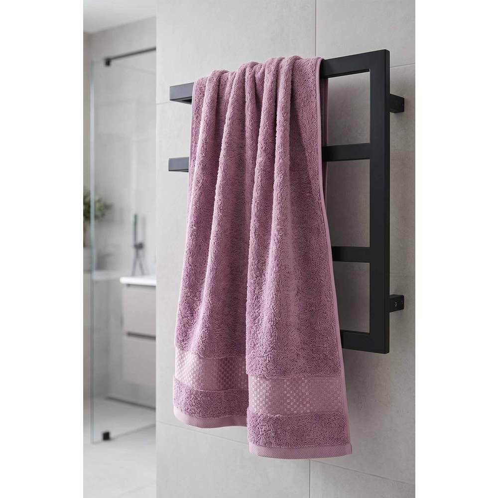 Lusso | %100 Pamuk Jakarlı Lüks 2'li Havlu Seti | Havlu Takımı | Banyo Takımı MÜRDÜM