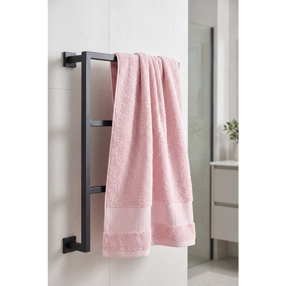 Lusso | %100 Pamuk Jakarlı Lüks 2'li Havlu Seti | Havlu Takımı | Banyo Takımı PUDRA