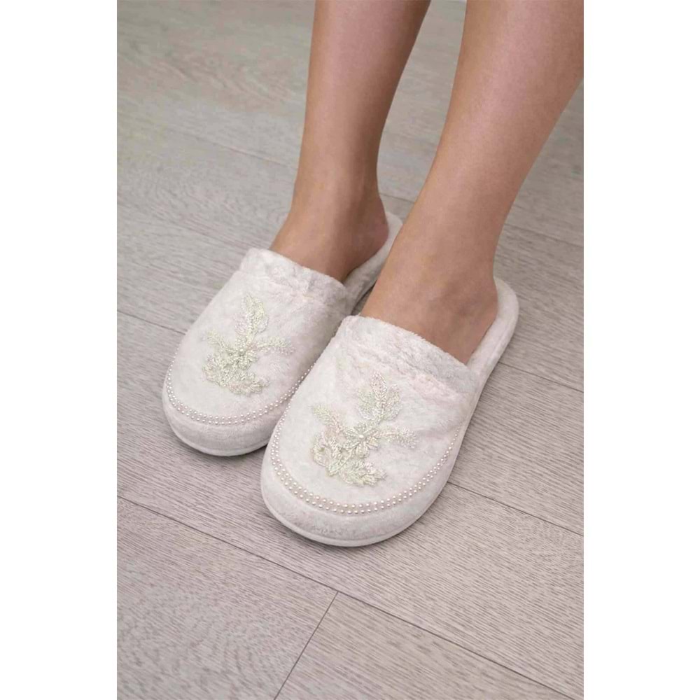 Güpürlü İnci Motifli Kalın Tabanlı Banyo Ve Ev Terliği Havlu Terlik Otel,Spa,Ev Terliği