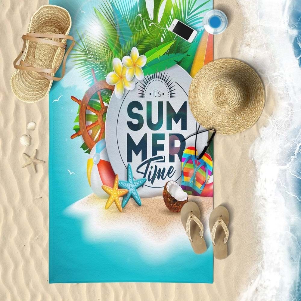 Summer Time Dijital Baskılı 75x150 Cm Plaj Havlusu