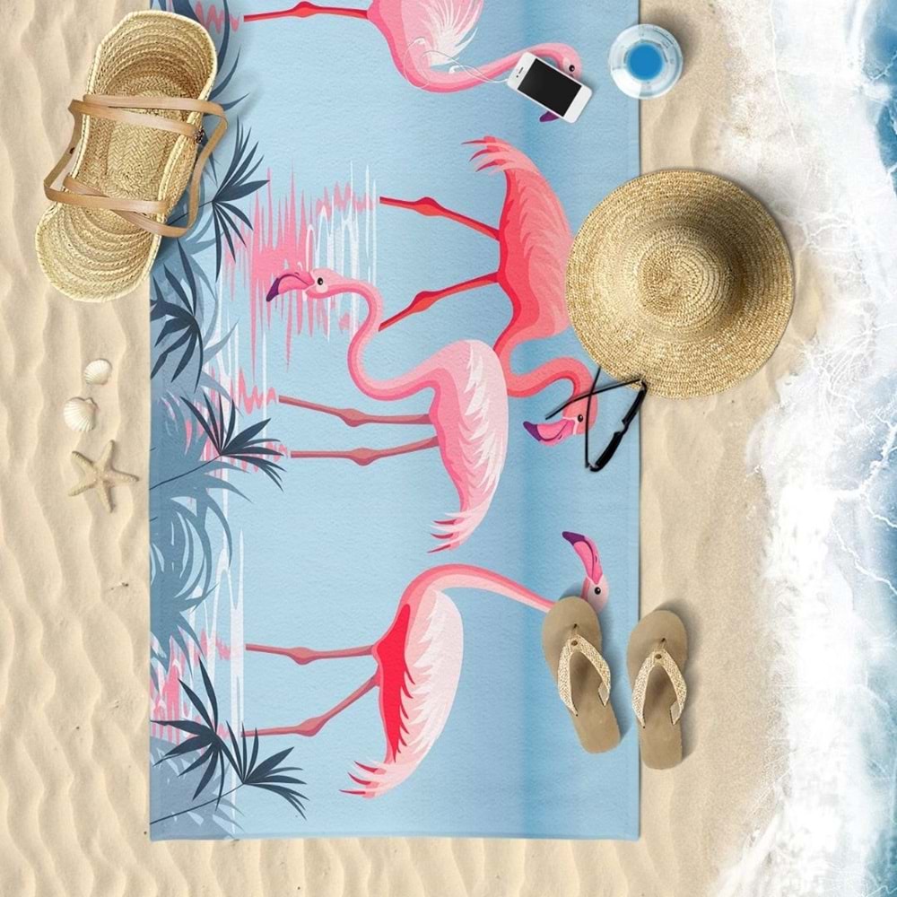 Flamingo Dijital Baskılı 75x150 Cm Plaj Havlusu
