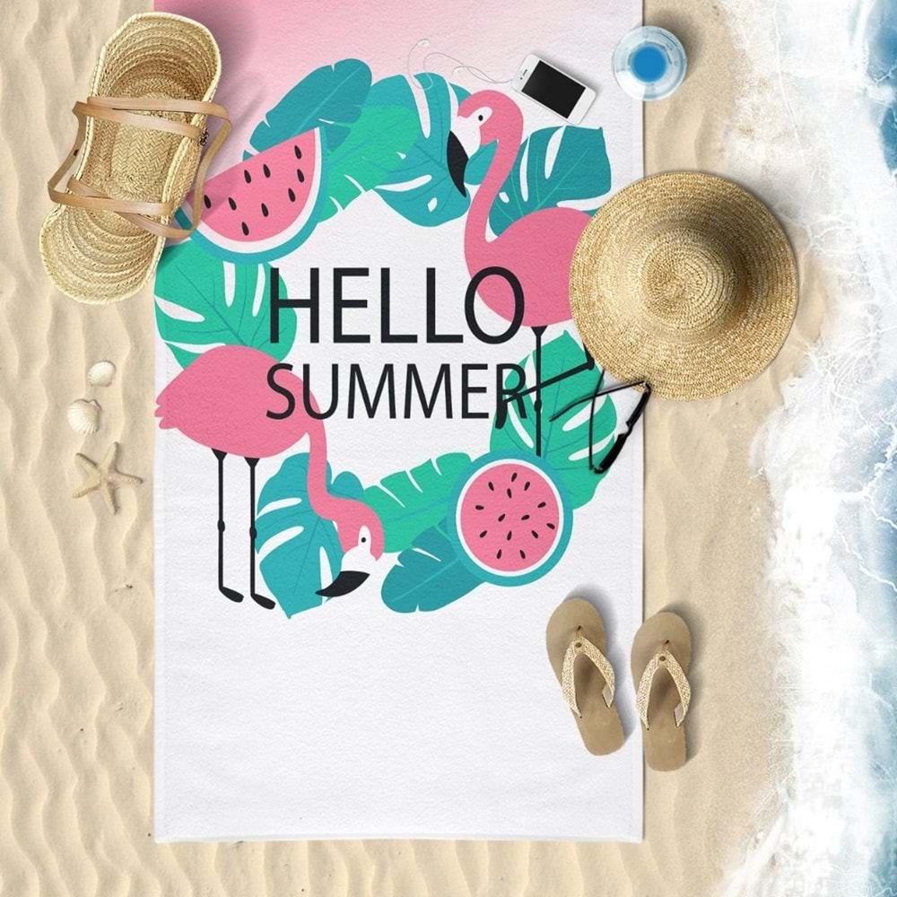 Hello Summer Dijital Baskılı 75x150 Cm Plaj Havlusu