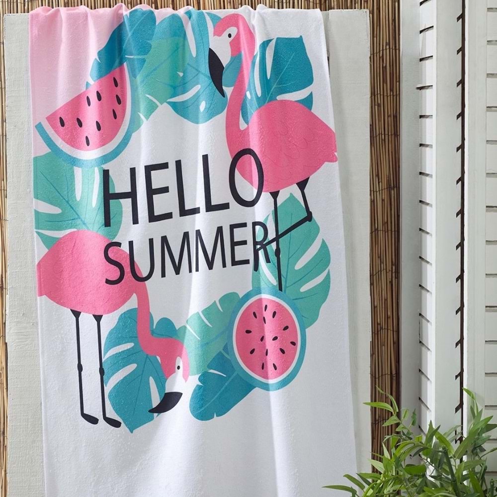 Hello Summer Dijital Baskılı 75x150 Cm Plaj Havlusu