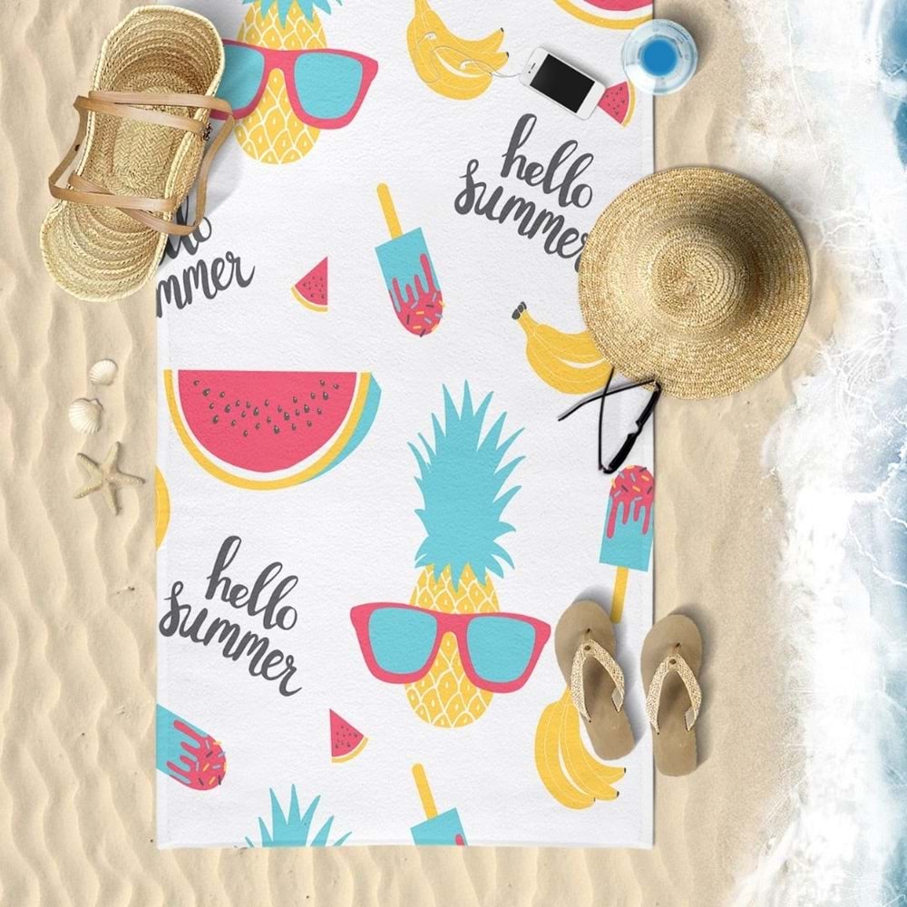 Summer Fruity Dijital Baskılı 75x150 Cm Plaj Havlusu