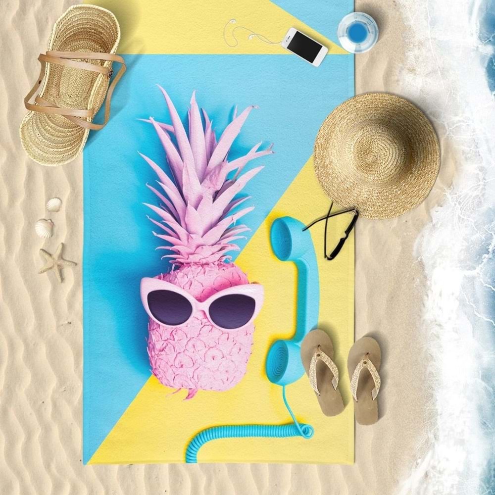 Pineapple Dijital Baskılı 75x150 Cm Plaj Havlusu
