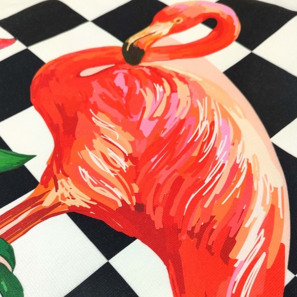 Flamingo Dama Desenli Dijital Baskılı 75x150 Cm Plaj Havlusu