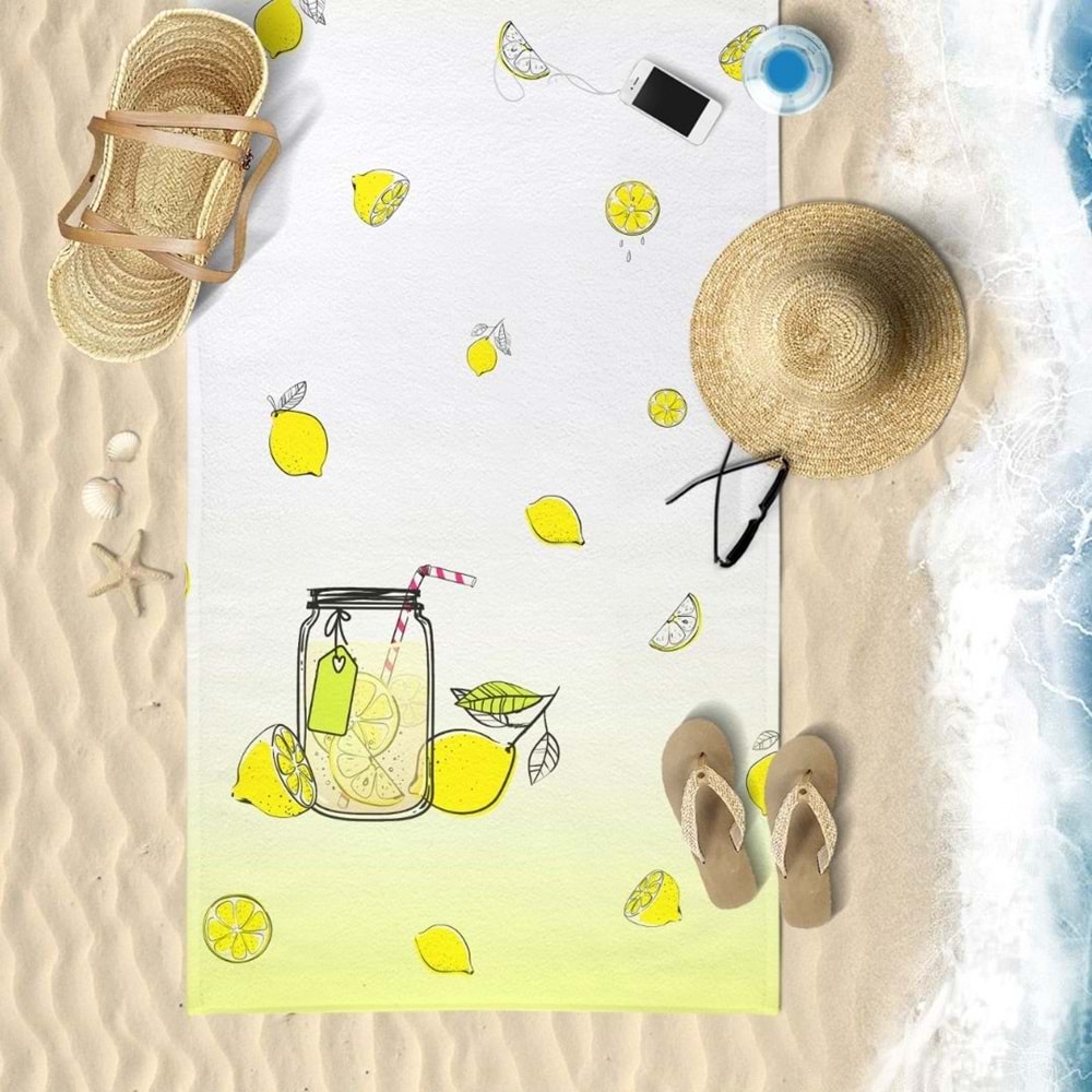 Summer Lemon Dijital Baskılı 75x150 Cm Plaj Havlusu