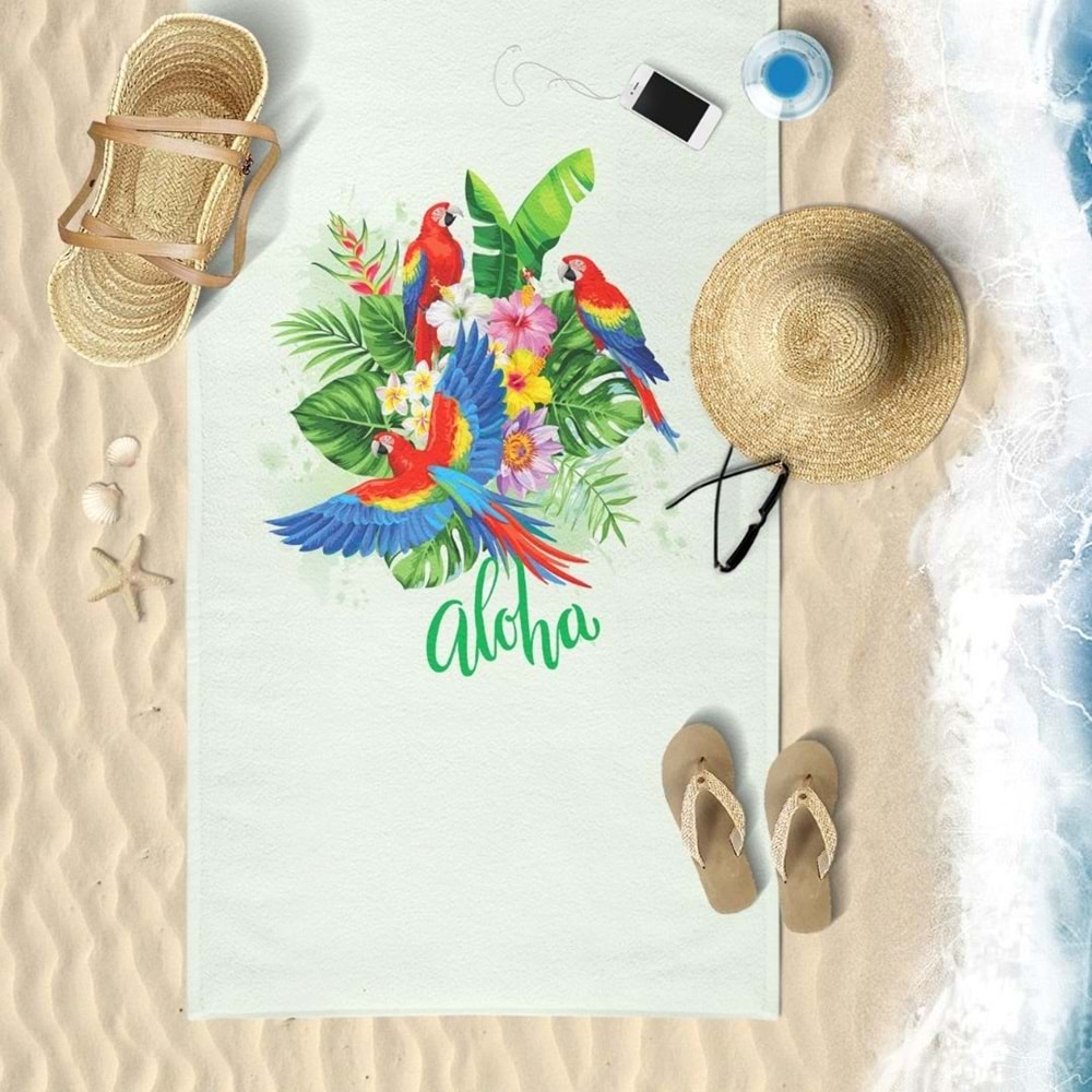 Parrot Flower Dijital Baskılı 75x150 Cm Plaj Havlusu