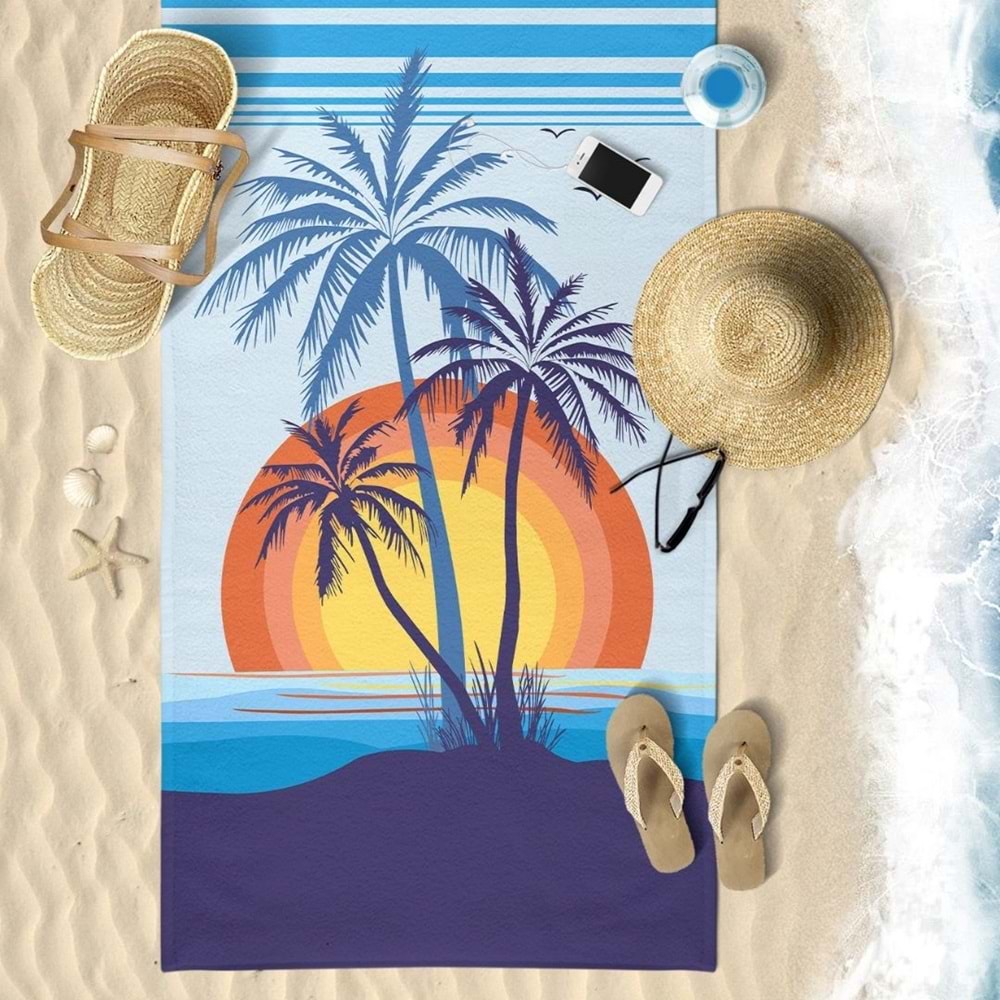 Tropical Sunrise Dijital Baskılı 75x150 Cm Plaj Havlusu