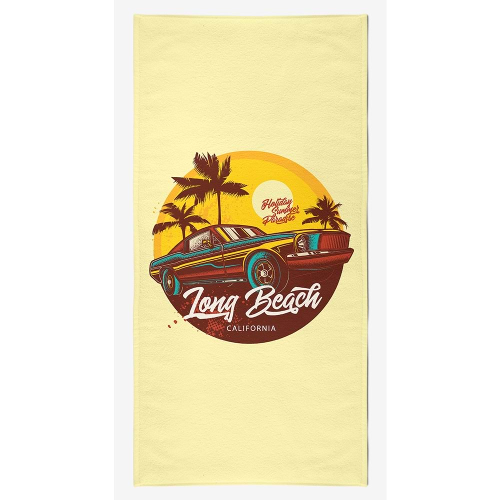 TONG BEACH CAR Dijital Baskılı 75x150 Cm Plaj Havlusu