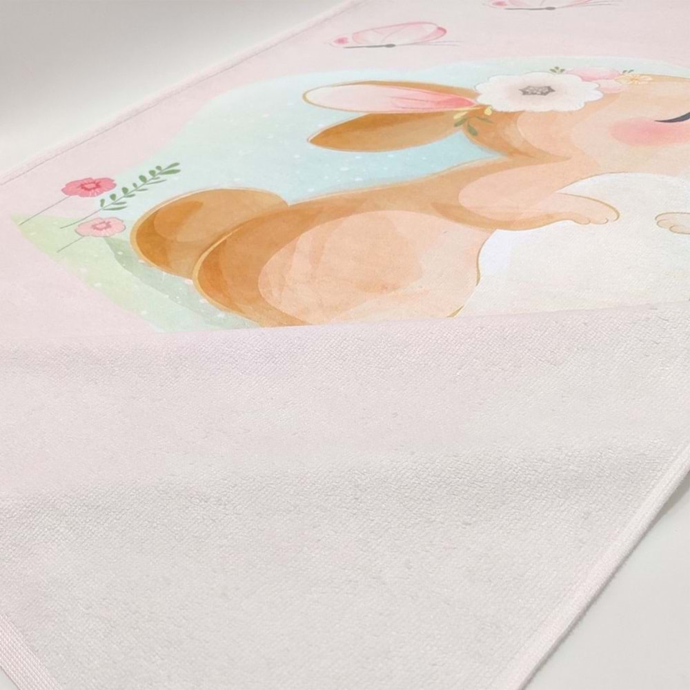 Sevimli Tavşan Dijital Baskılı 70x140 Cm Çocuk Plaj Havlusu