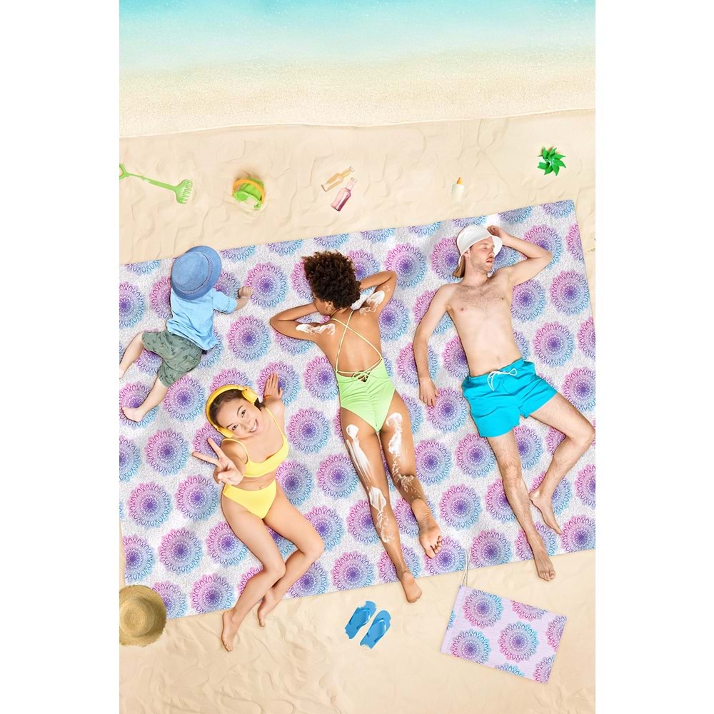 Dijital Baskılı 150x220 Cm Aile Boyu Plaj Havlusu Kum Geçirmez