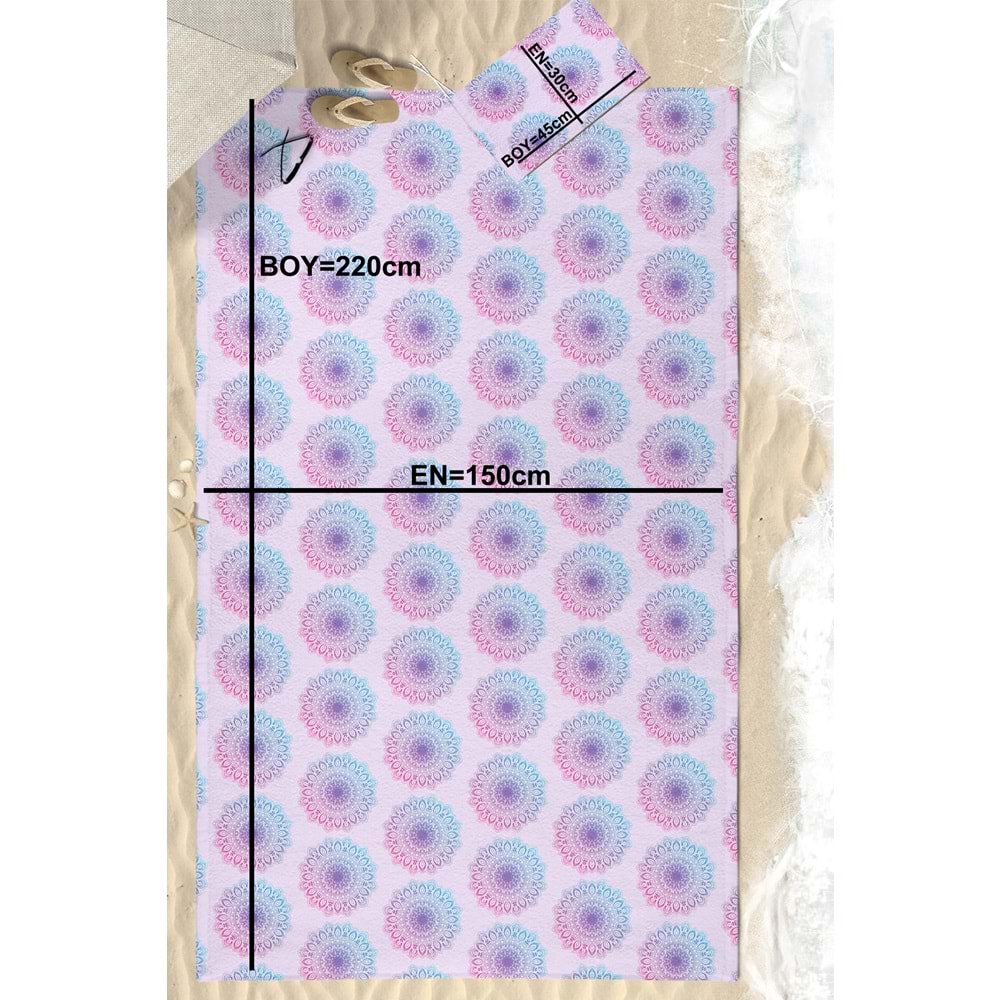 Dijital Baskılı 150x220 Cm Aile Boyu Plaj Havlusu Kum Geçirmez