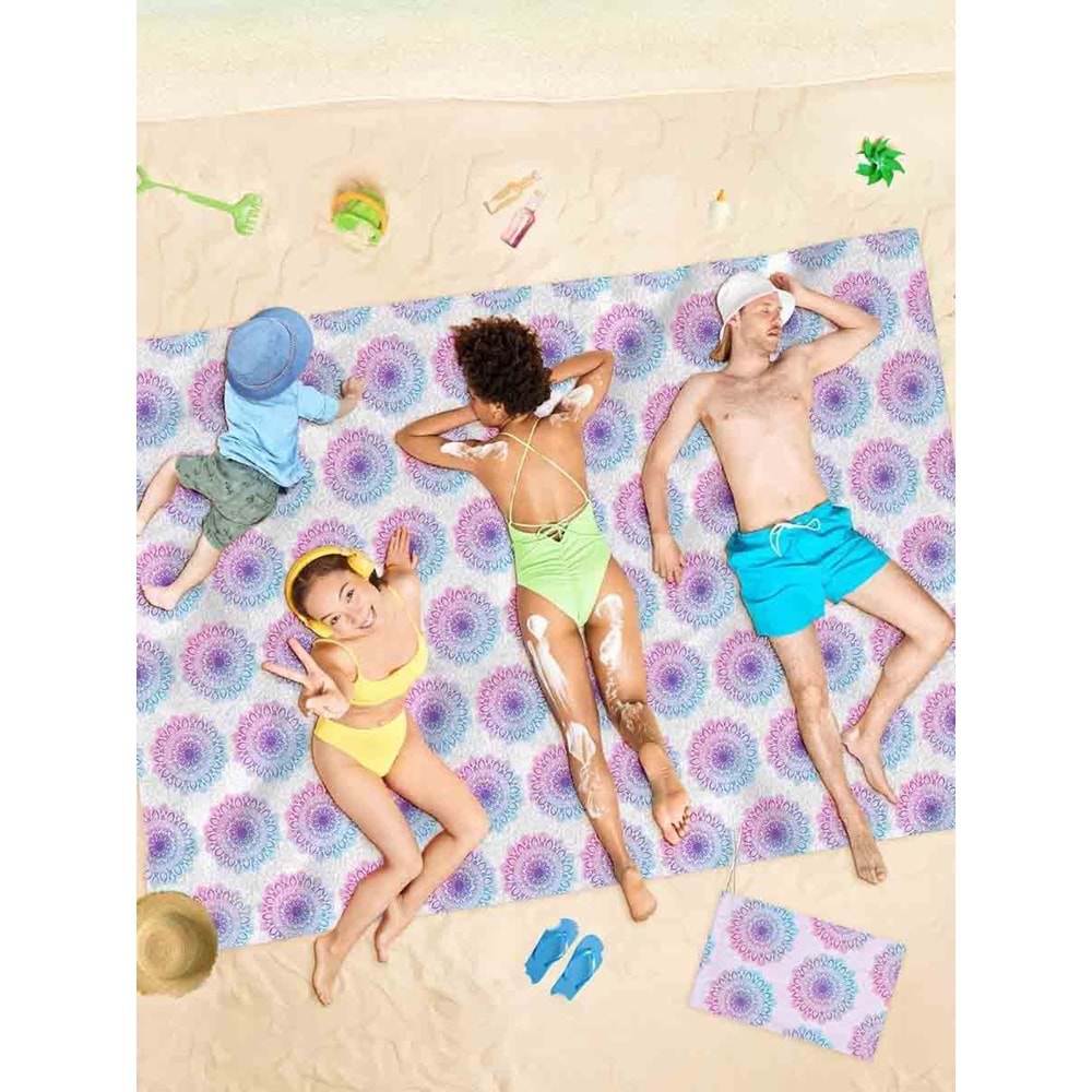 Lilac Flower Dijital Baskılı 150x220 Cm Aile Boyu Plaj Havlusu Kum Geçirmez