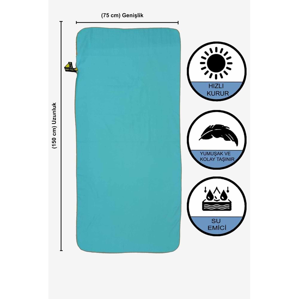 Vevien Home Mikrofiber Havlu - L Boy - 75 X 150 Cm - Plaj Havlusu YEŞİL