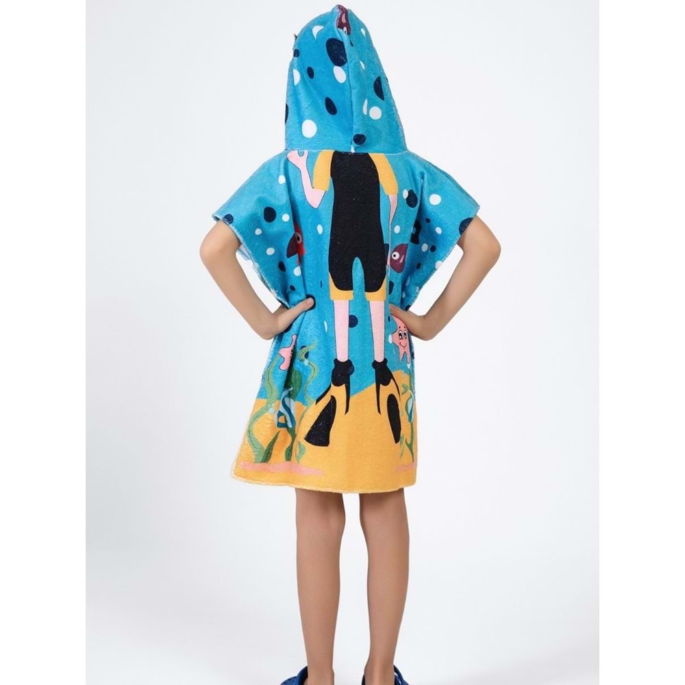 Dalgıç Çocuk Panço Plaj Havlusu 5-6 Yaş