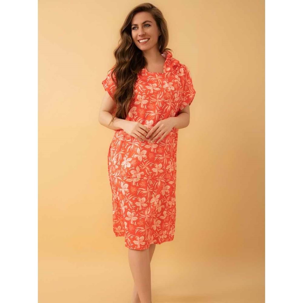 Flower Desen Yetişkin Sörf Yazlık Panço Kapüşonlu Plaj Havlusu Plaj Elbisesi S-M Beden