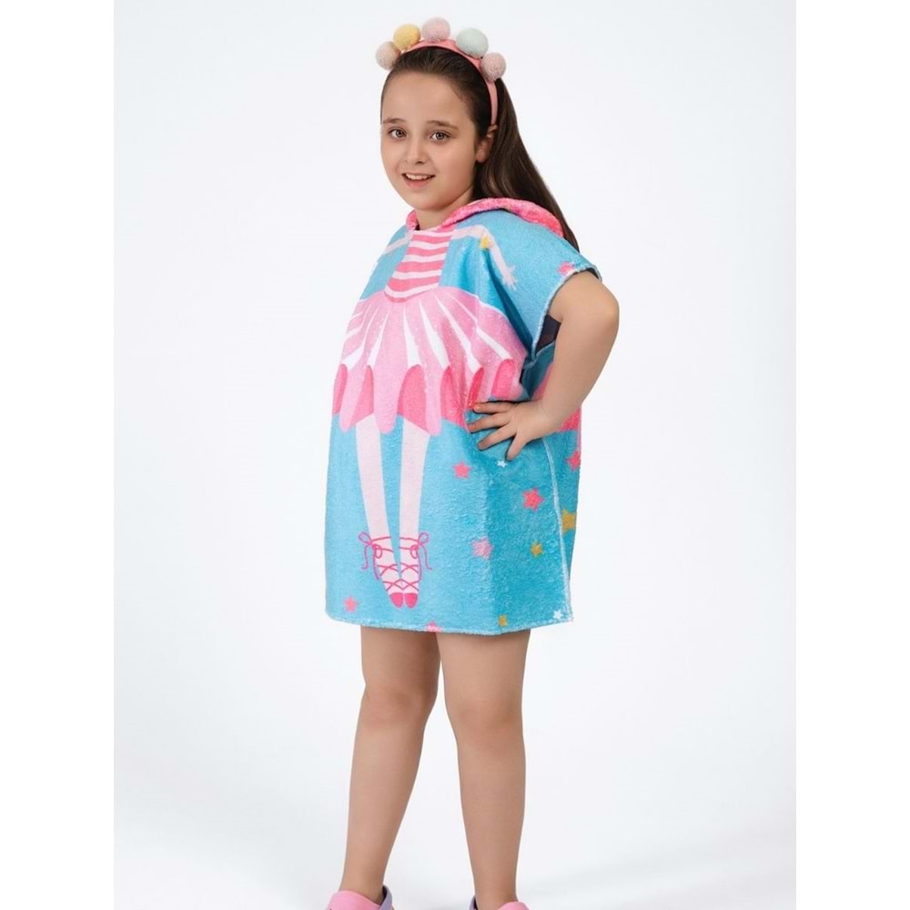 Balerin Desen Çocuk Panço Plaj Havlusu