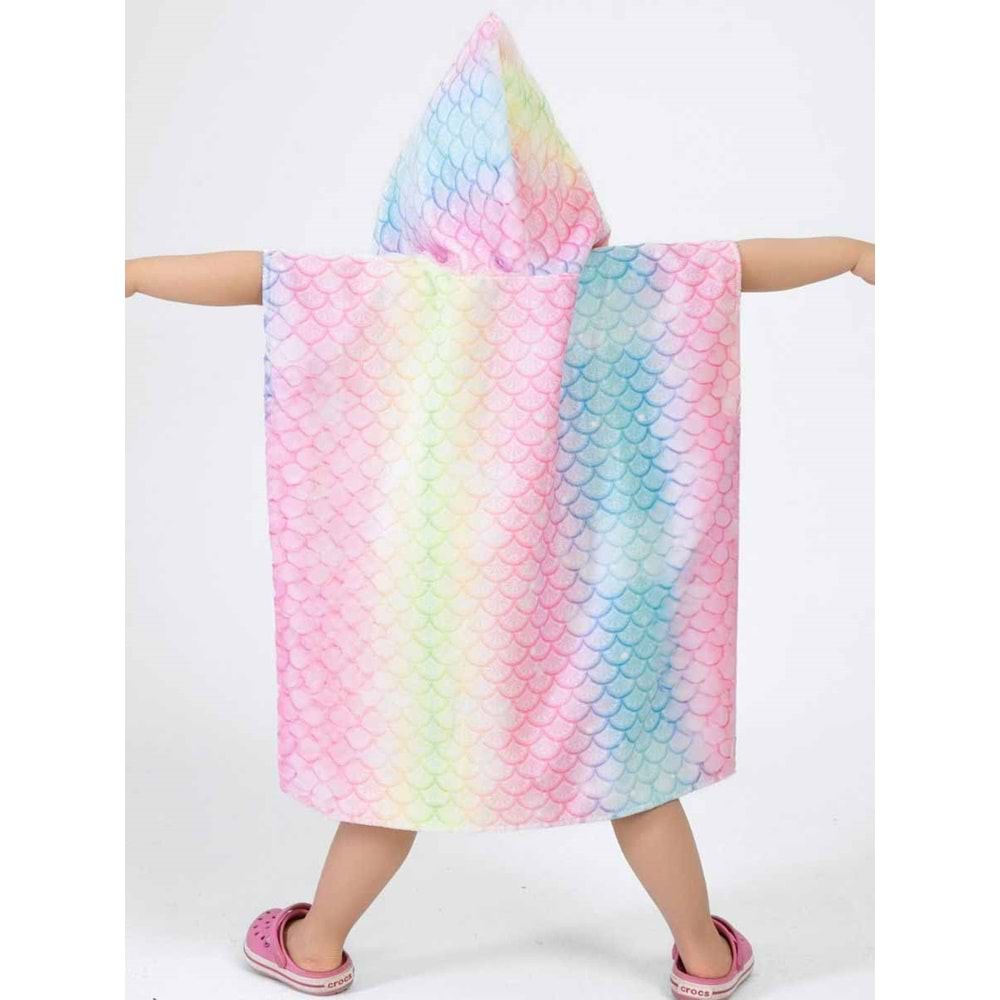 Balık Pulu Desen Çocuk Panço Plaj Havlusu