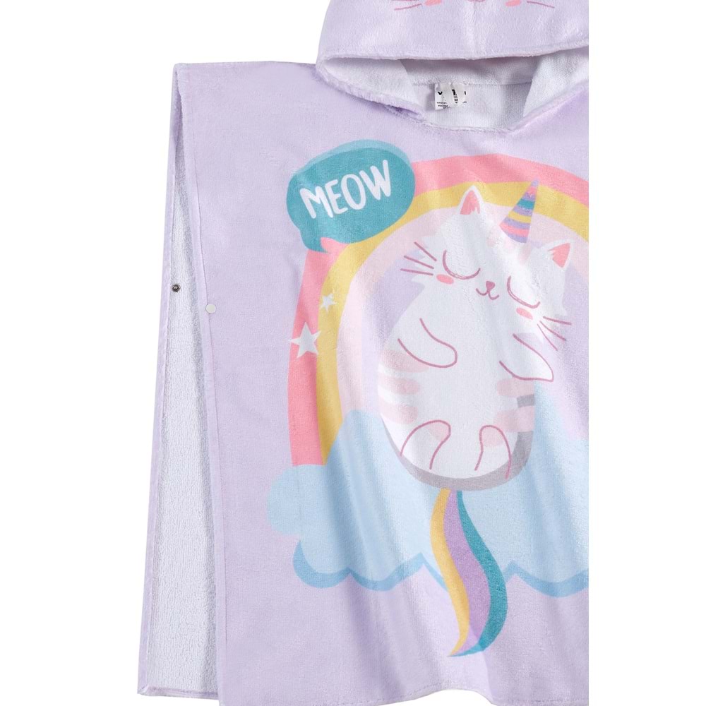 Meow Desen Çocuk Panço Plaj Havlusu