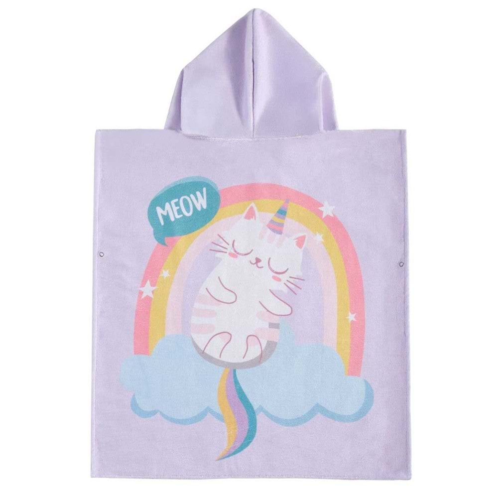 Meow Desen Çocuk Panço Plaj Havlusu