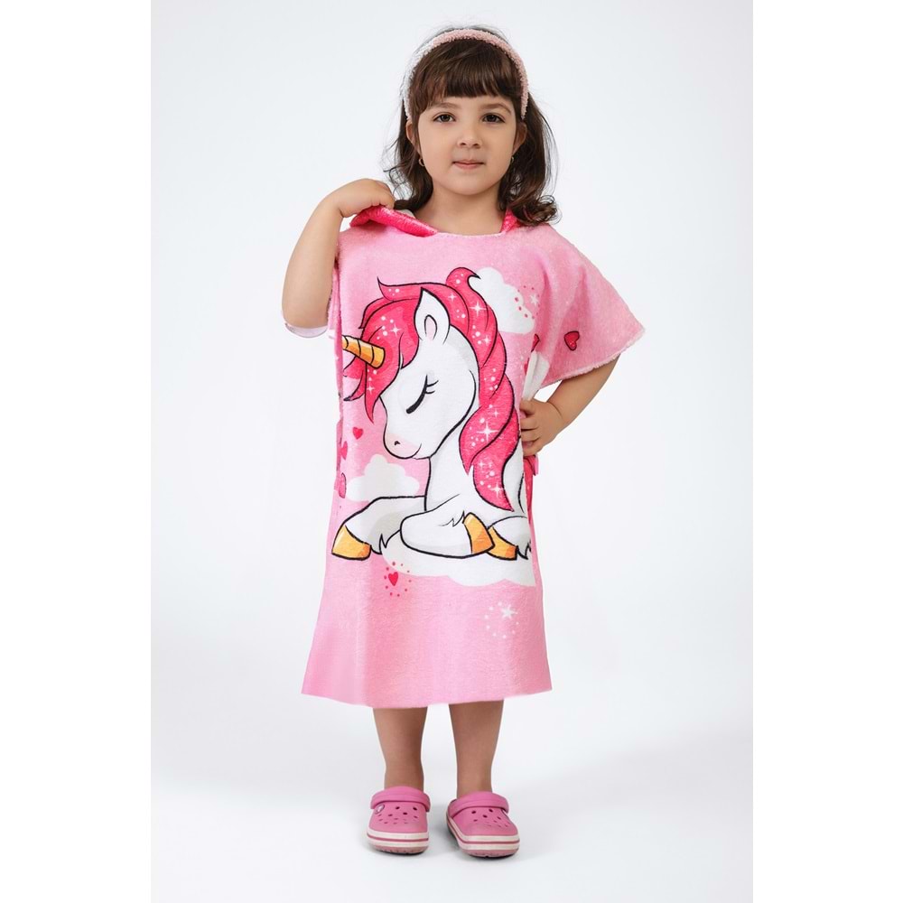 Unicorn Desen Çocuk Panço Plaj Havlusu