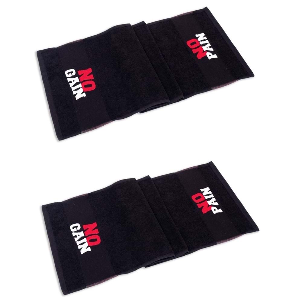 No Pain No Gain 30x100 Cm %100 Pamuklu 2'li Spor Havlusu Fitness Gym Golf Boks Tenis Havlusu