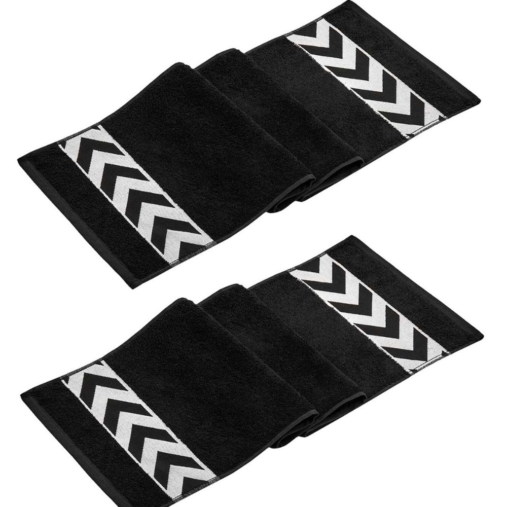 Sergeant 30x100 Cm %100 Pamuk(450 GSM) Siyah 2'li Spor Havlusu Fitness Gym Golf Boks Havlusu