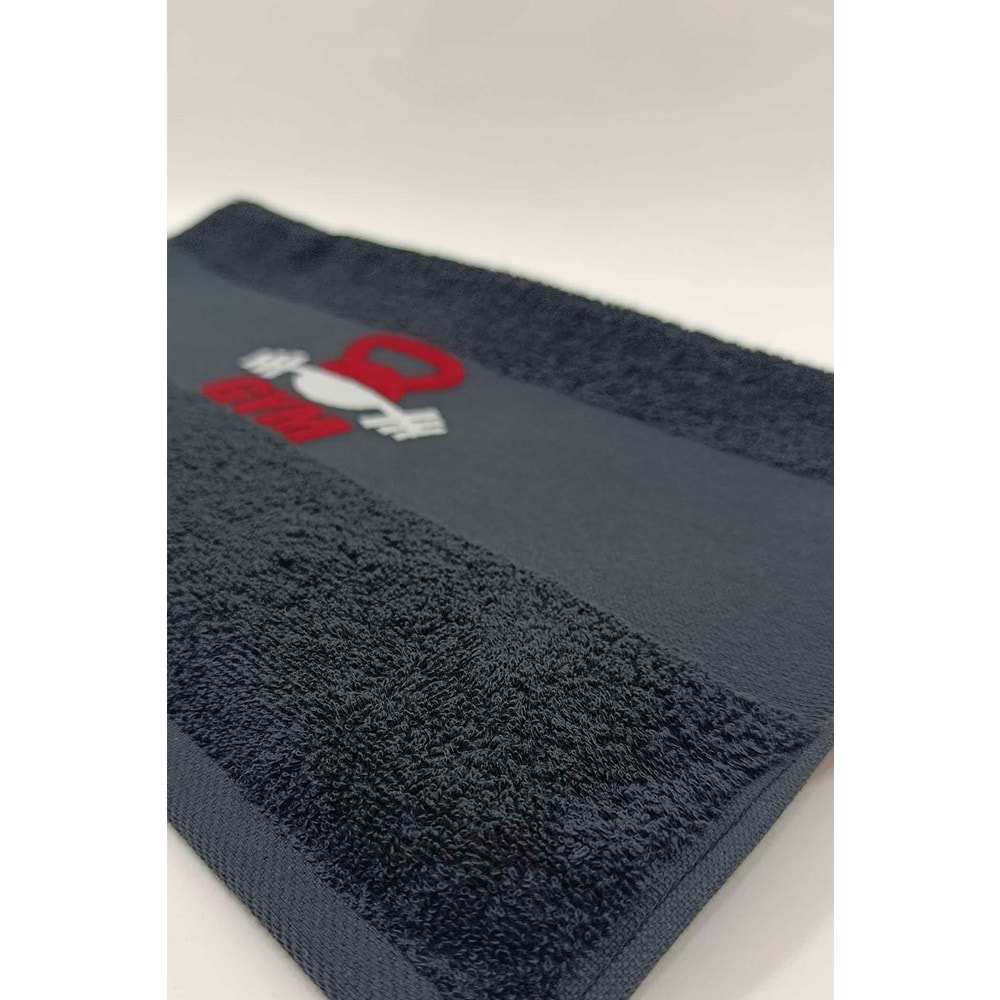 GYM 50x100 Cm %100 Pamuklu Spor Havlusu Fitness Gym Golf Boks Tenis Havlusu SİYAH