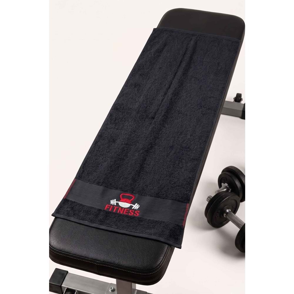 FITNESS 50x100 Cm %100 Pamuklu Spor Havlusu Fitness Gym Golf Boks Tenis Havlusu SİYAH
