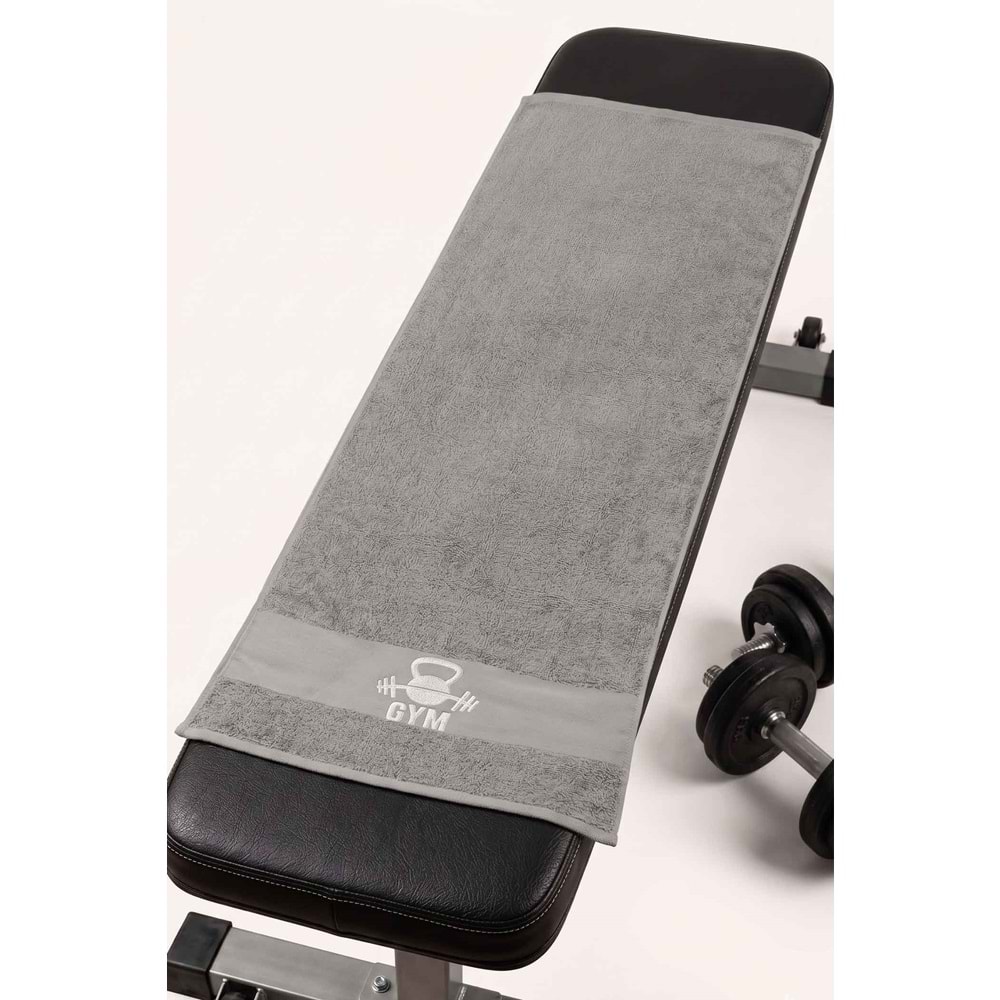 GYM 50x100 Cm %100 Pamuklu 2'li Spor Havlusu SİYAH-AÇIK GRİ Fitness Gym Golf Boks Tenis Havlusu